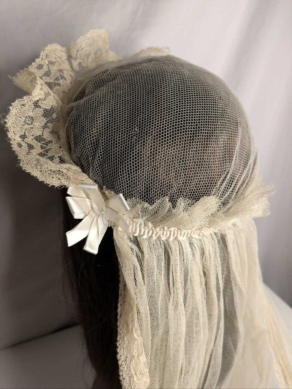 Antique Juliet Cap Bridal Wedding Veil - Picture 3 of 10